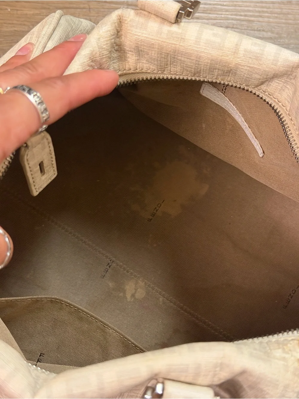 Fendi Beige Zucca Canvas Top-Handle Satchel